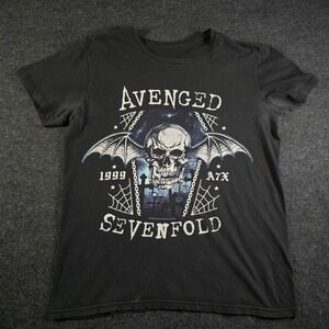 Avenged Sevenfold A7X Deathbat Skull Graphic T-Shirt Black 2015 Licensed Men's M
